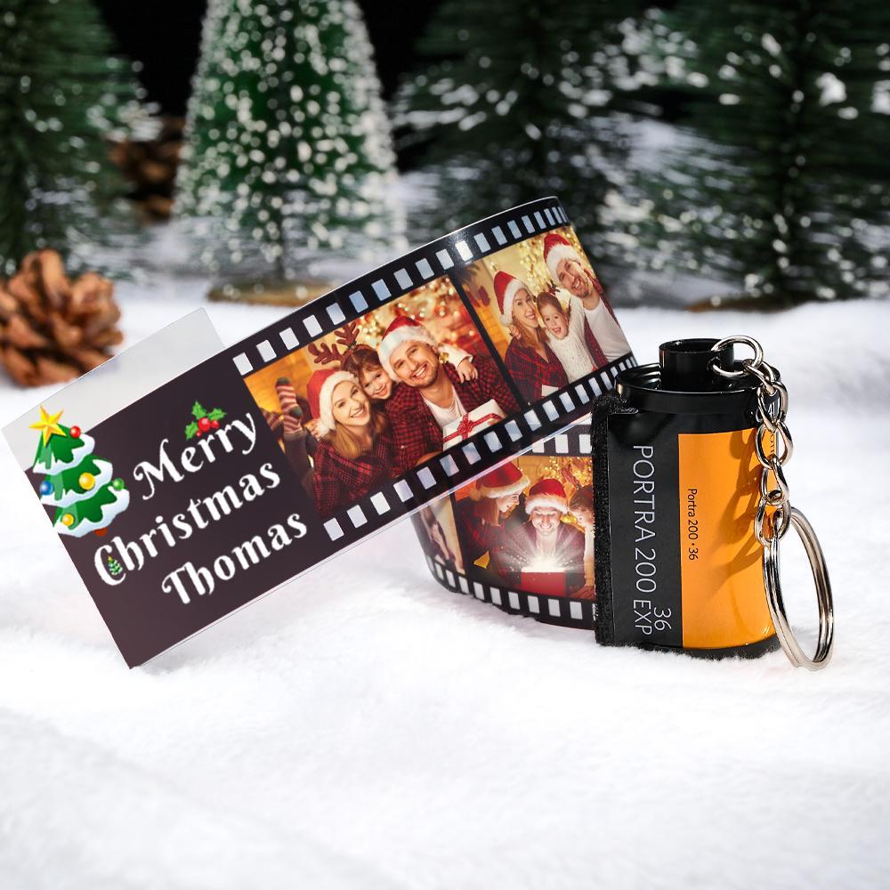 Custom Photo Film Roll Keychain Christmas Tree Pattern Camera Keychain Christmas Day Gift - soufeelau