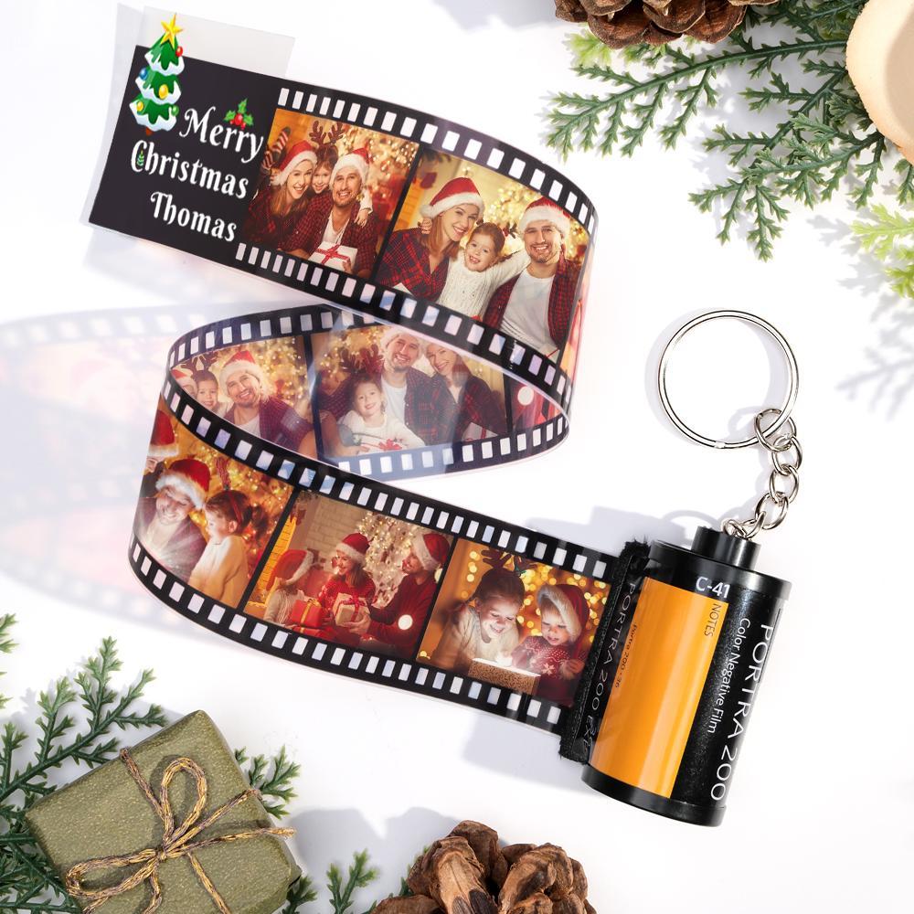 Custom Photo Film Roll Keychain Christmas Tree Pattern Camera Keychain Christmas Day Gift - soufeelau