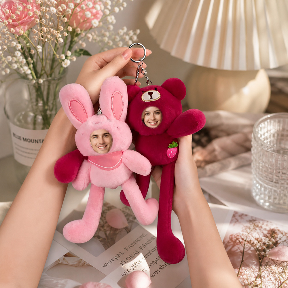 Personalized Pull-Out Face Plush Keychain – Custom Photo Bag Charm, Funny Gift for Friends - soufeelau