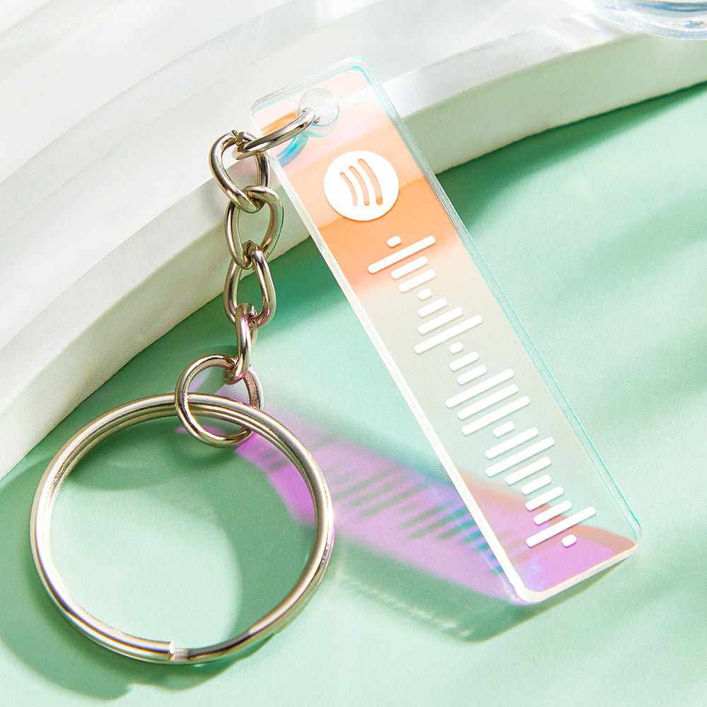 Custom Scannable Spotify Code Keychain Transparent Gradient Color  Acrylic Keychain Creative Gift - soufeelau