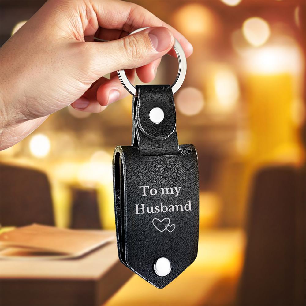Personalized Leather Keychain Drive Safe Significant Photo Keychain Anniversary Gift For Him - soufeelau
