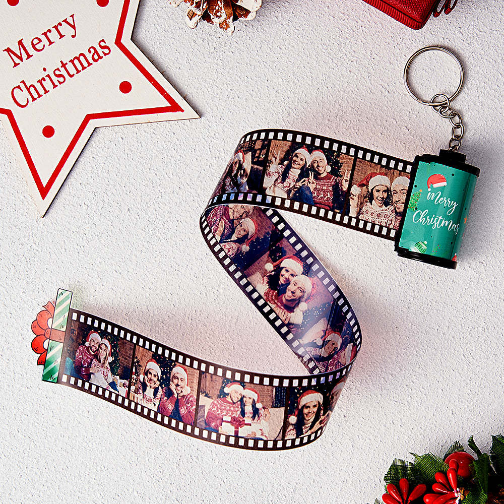 Custom Photo Film Roll Keychain Engraved Gift Box Pullable Camera Keychain Christmas Day Gift - soufeelau