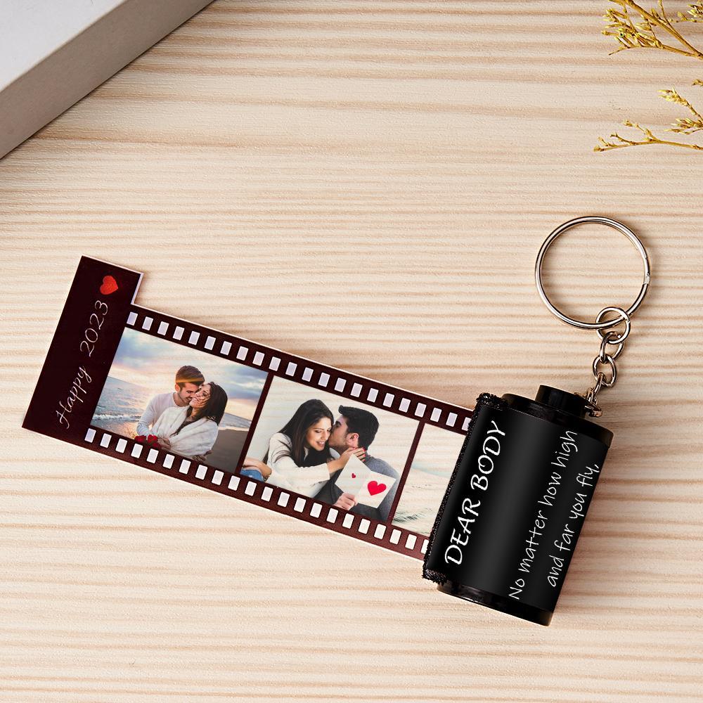 Custom Text Colorful Roll Film Keychain Camera Keychain Meaningful Gifts For Couples - soufeelau