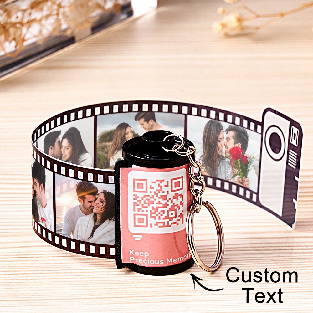 Scannable QR Code Colorful Shell Film Roll Keychain With Your Photo Camera Keychain Valentine's Day Gift - soufeelau