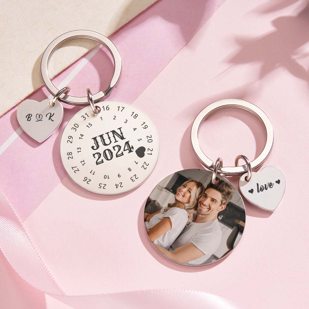 Personalized Calendar Keychain Significant Date Marker Valentine's Day Gifts For Couples - soufeelau
