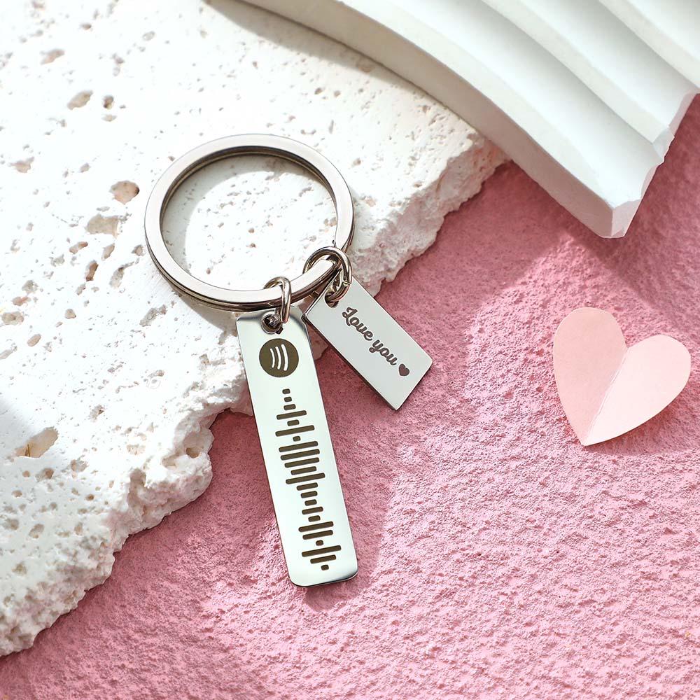 Custom Music Code Keychain Personalized Creative Name Scannable Spotify Code Keychain Gift For Her - soufeelau