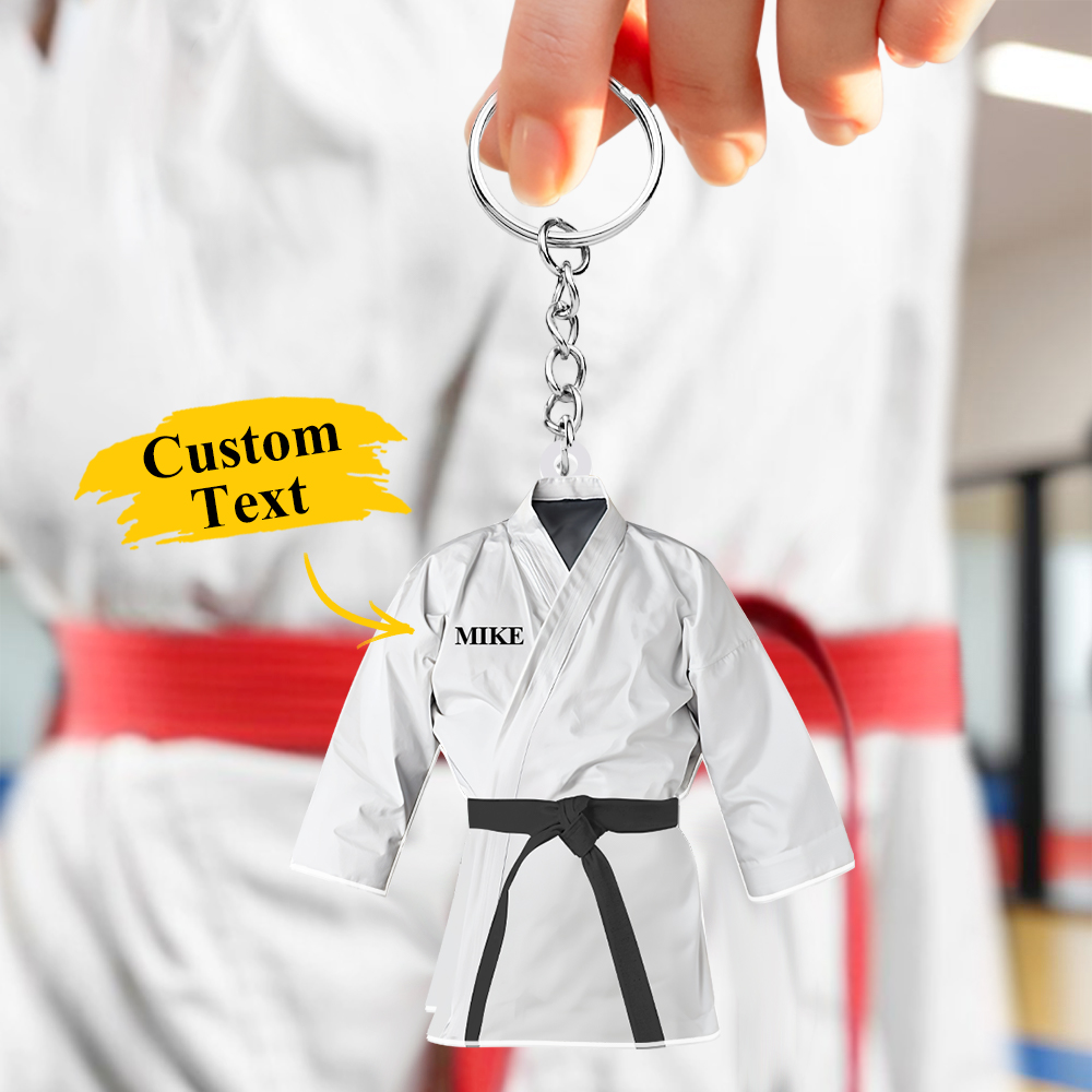 Custom Karate Uniform Acrylic Keychain With Text Unique Gift For Taekwondo Fighter - soufeelau