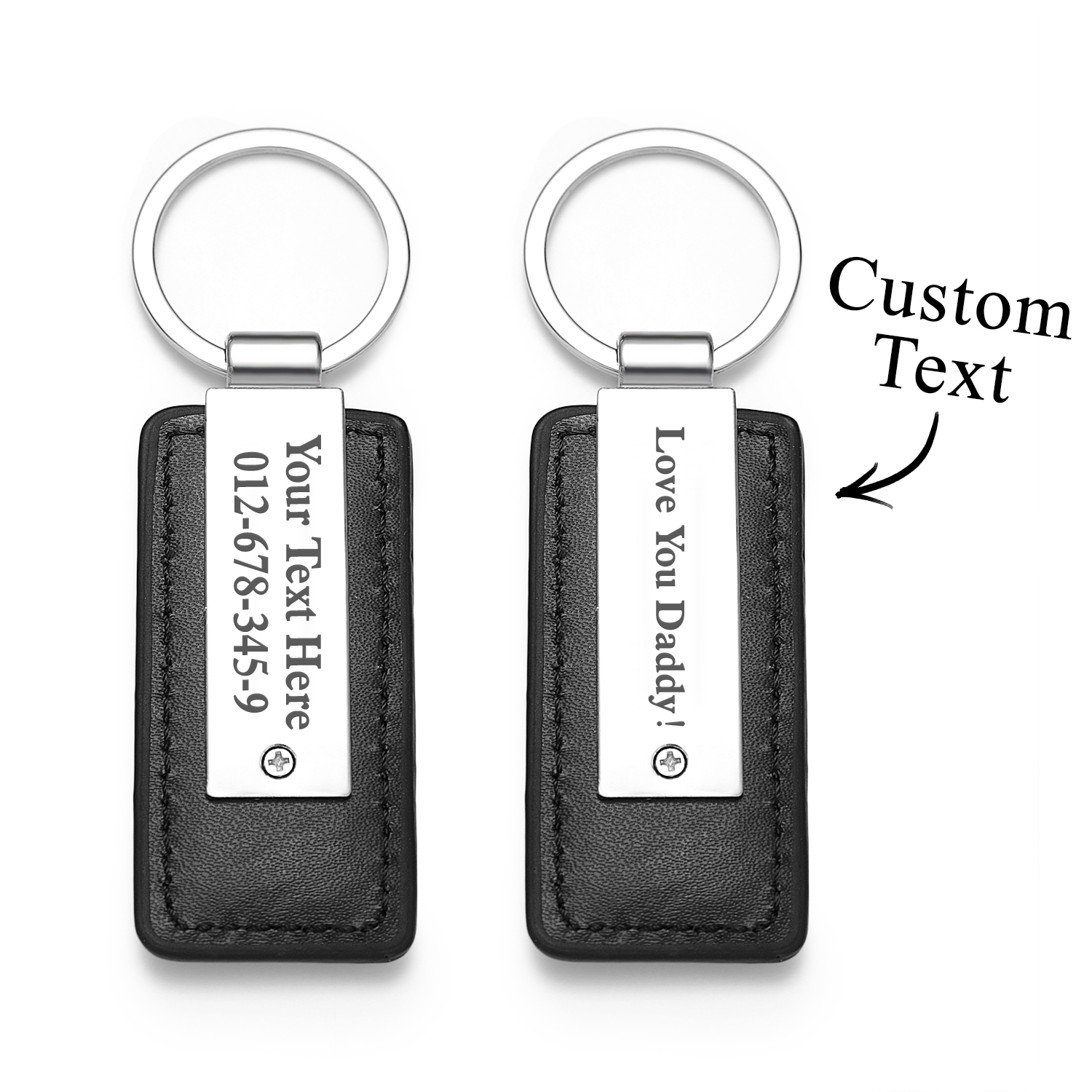 Personalized Keychains Engraved Metal or Leather Keychain Custom Key Chain for Car Keys Father's Day Gift - soufeelau