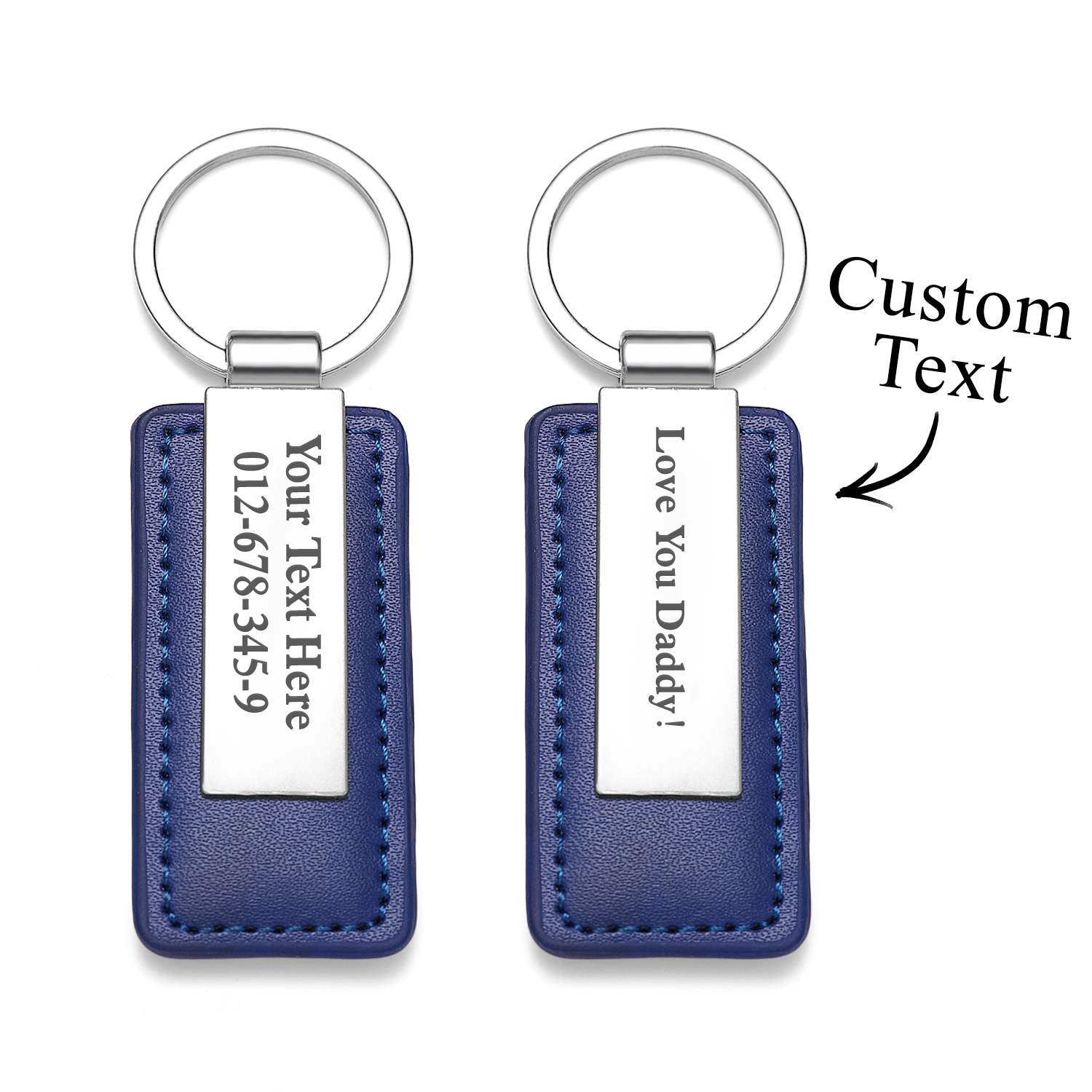 Personalized Keychains Engraved Metal or Leather Keychain Custom Key Chain for Car Keys Father's Day Gift - soufeelau
