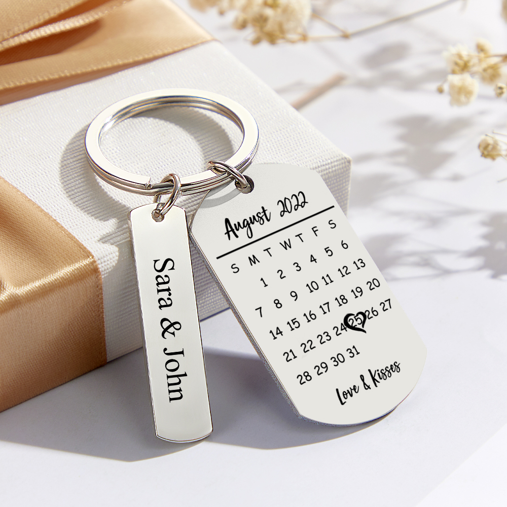 Personalized Spotify Calendar Keychain Gibli Style Custom Picture & Music Song Code Couples Photo Keyring Best Gifts - soufeelau