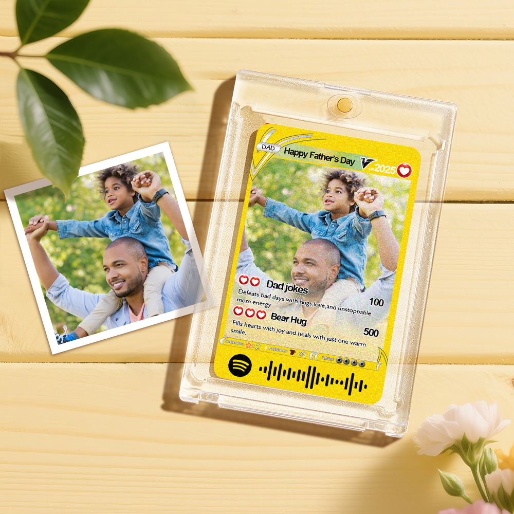 Custom Spotify Code Poke Card Custom Photo and Text Father's Day Gifts - soufeelau