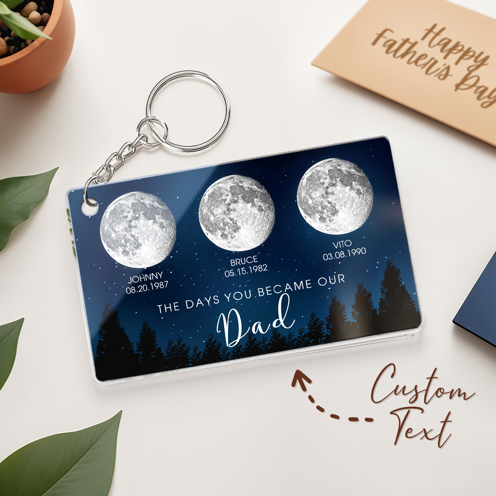 Personalized Starry Night The Day You Became Dad Keychain Custom Dad Acrylic Keychain Custom Birth Moon Phase Father's Day Gift - soufeelau