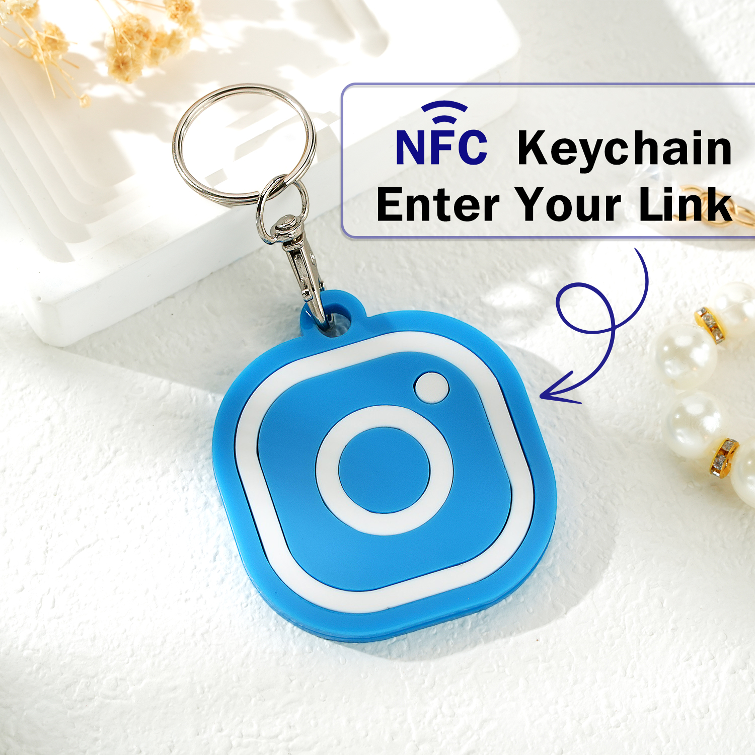 Custom Instagram Smart Nfc Keychain For Social Media Tap And Follow Digital Business Card Payment Link Cash App Link Tree - soufeelau