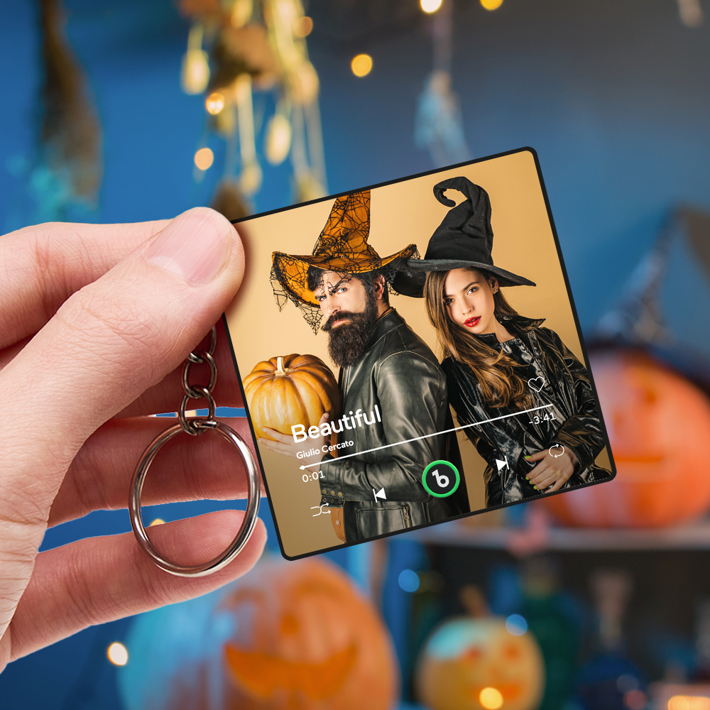 Personalized Photo Music Keychain Music Box Bag Charm That Plays Music Without Cell Phone Halloween Gifts - soufeelau