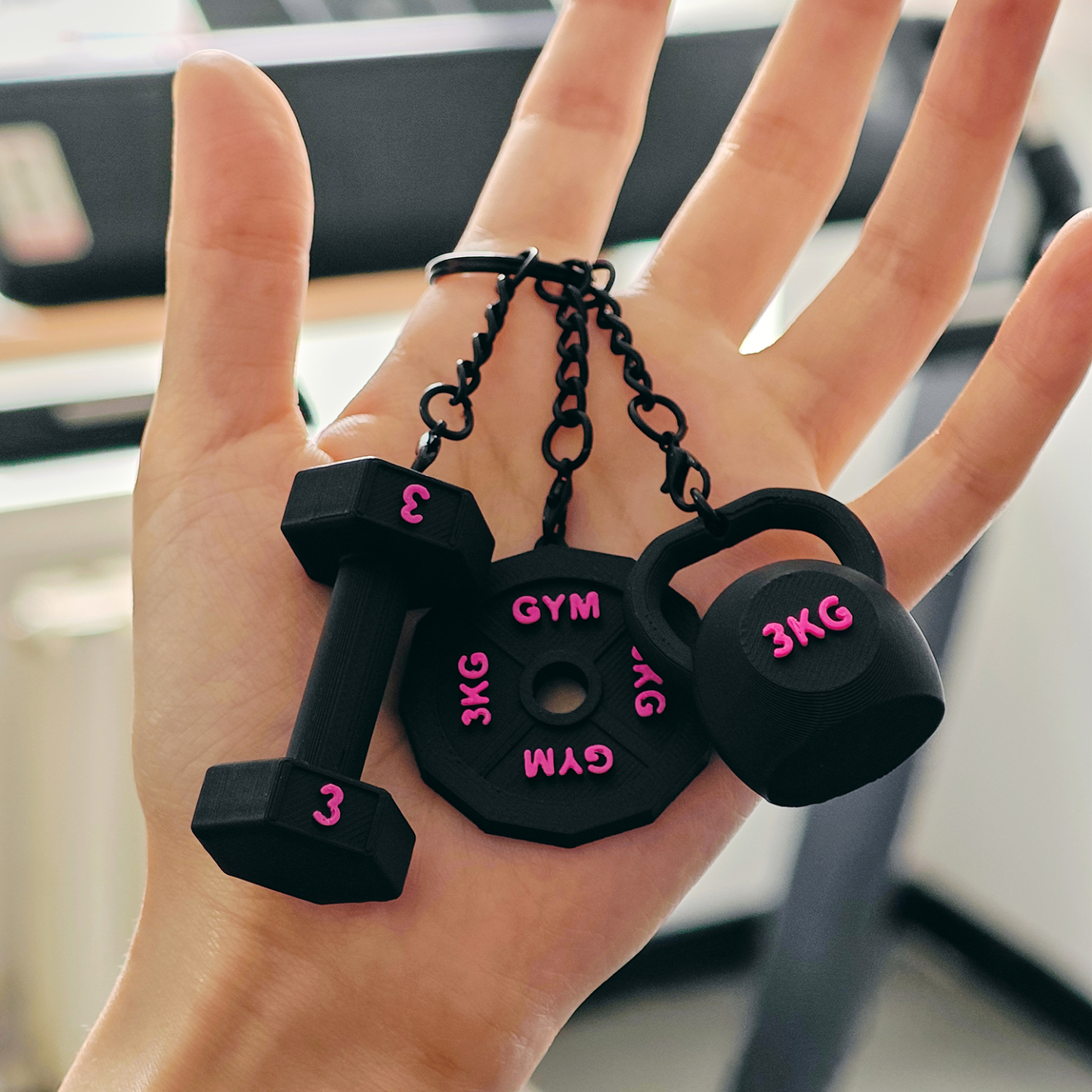 Personalized 3D Printed Dumbbell Kettlebell Weight Plate Mix Bag Charm Keychain with Name Birthday Gym Sports Gift for Fitness Enthusiasts - soufeelau