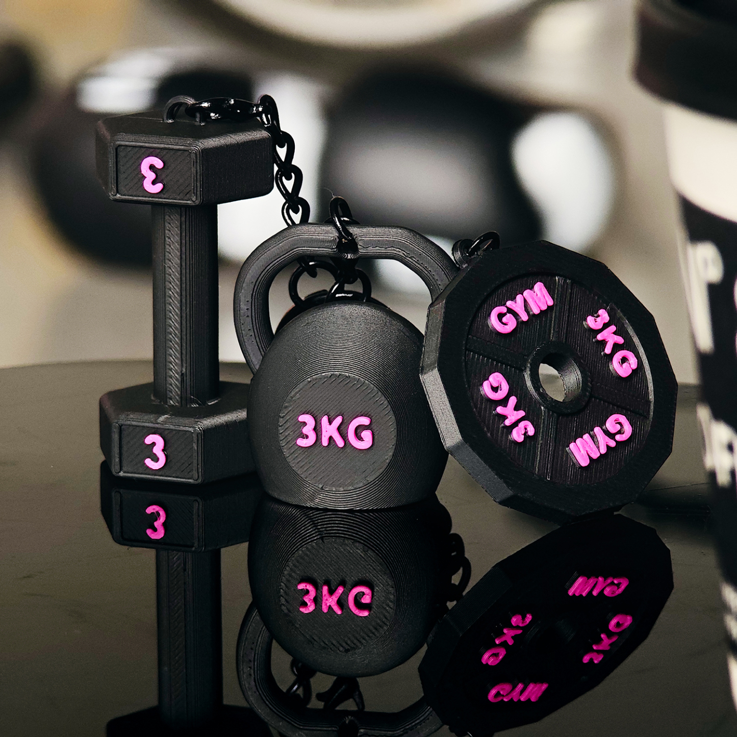 Personalized 3D Printed Dumbbell Kettlebell Weight Plate Mix Bag Charm Keychain with Name Birthday Gym Sports Gift for Fitness Enthusiasts - soufeelau