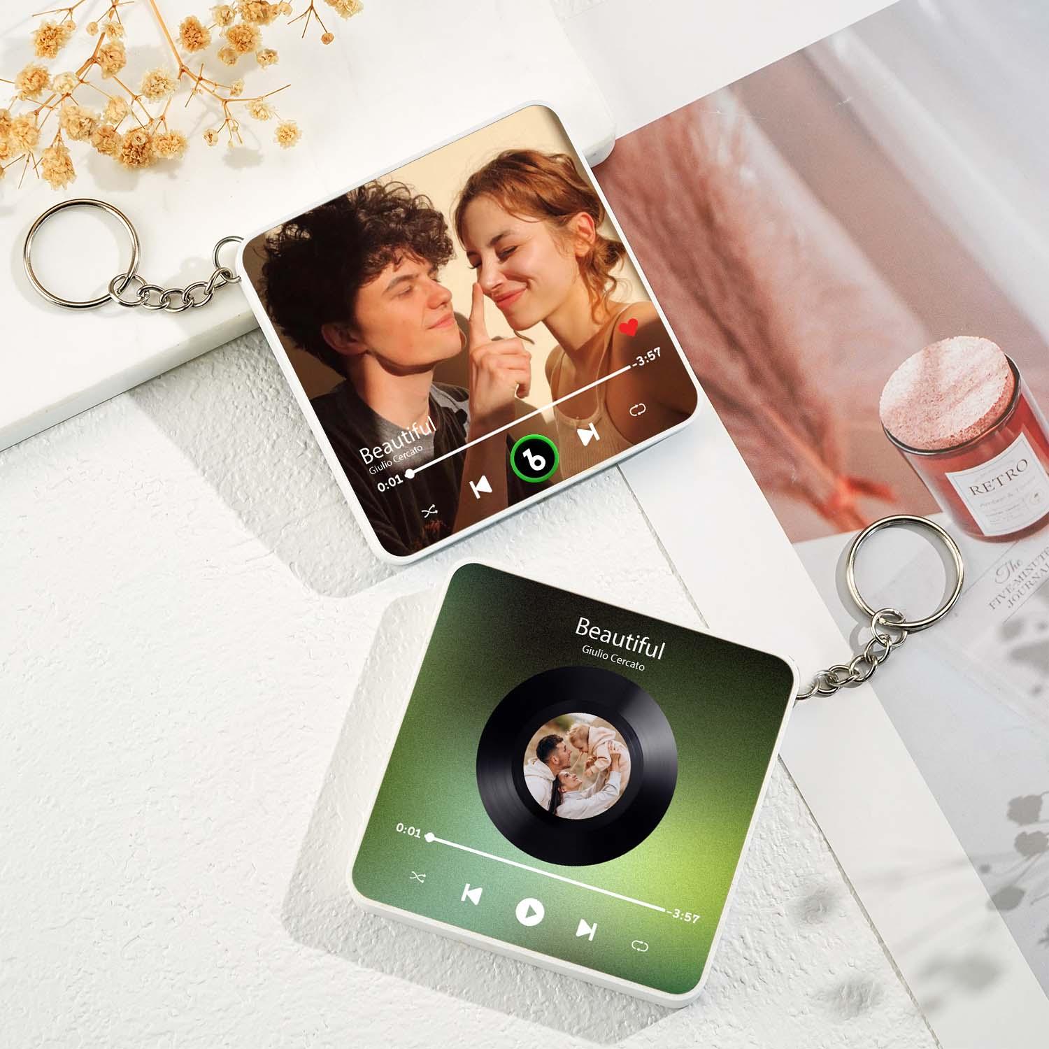 Personalized Photo Music Bluetooth Keychain Music Box Bag Charm That Plays Music Without Cell Phone Anniversary Gifts - soufeelau