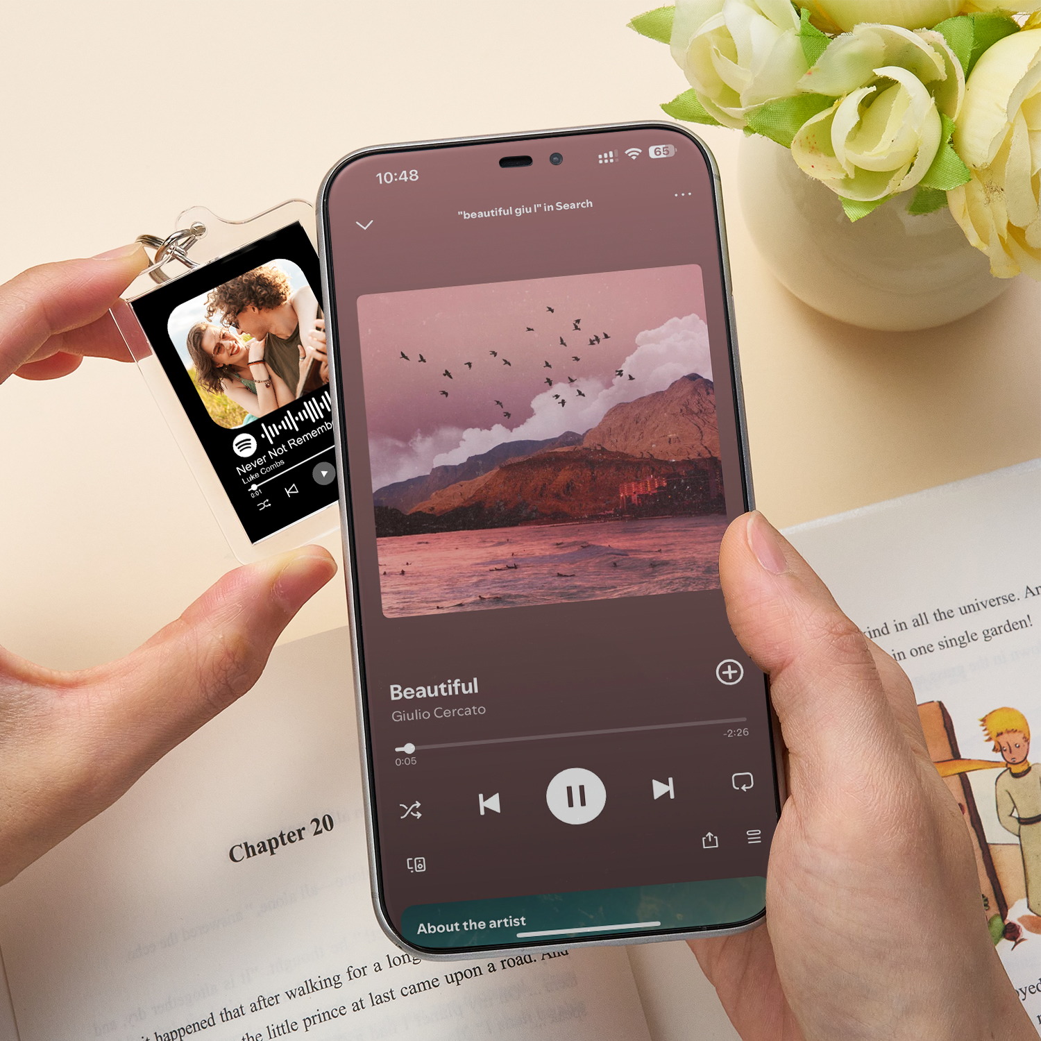 Custom Spotify Code Keychain Custom Photo & Music NFC Keychain With Acrylic Shell - soufeelau