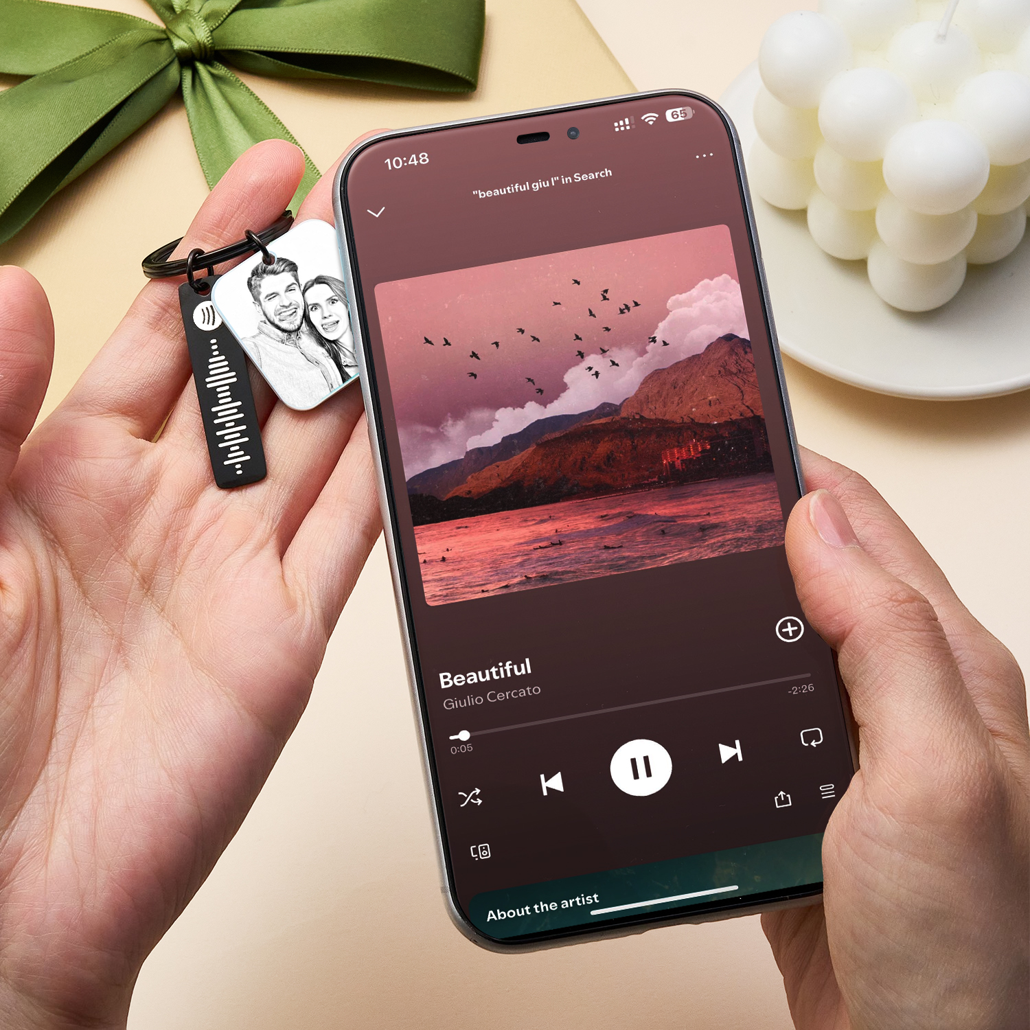Custom NFC Music Song Keychain Scannable Spotify Code Keychain Music Gift - soufeelau