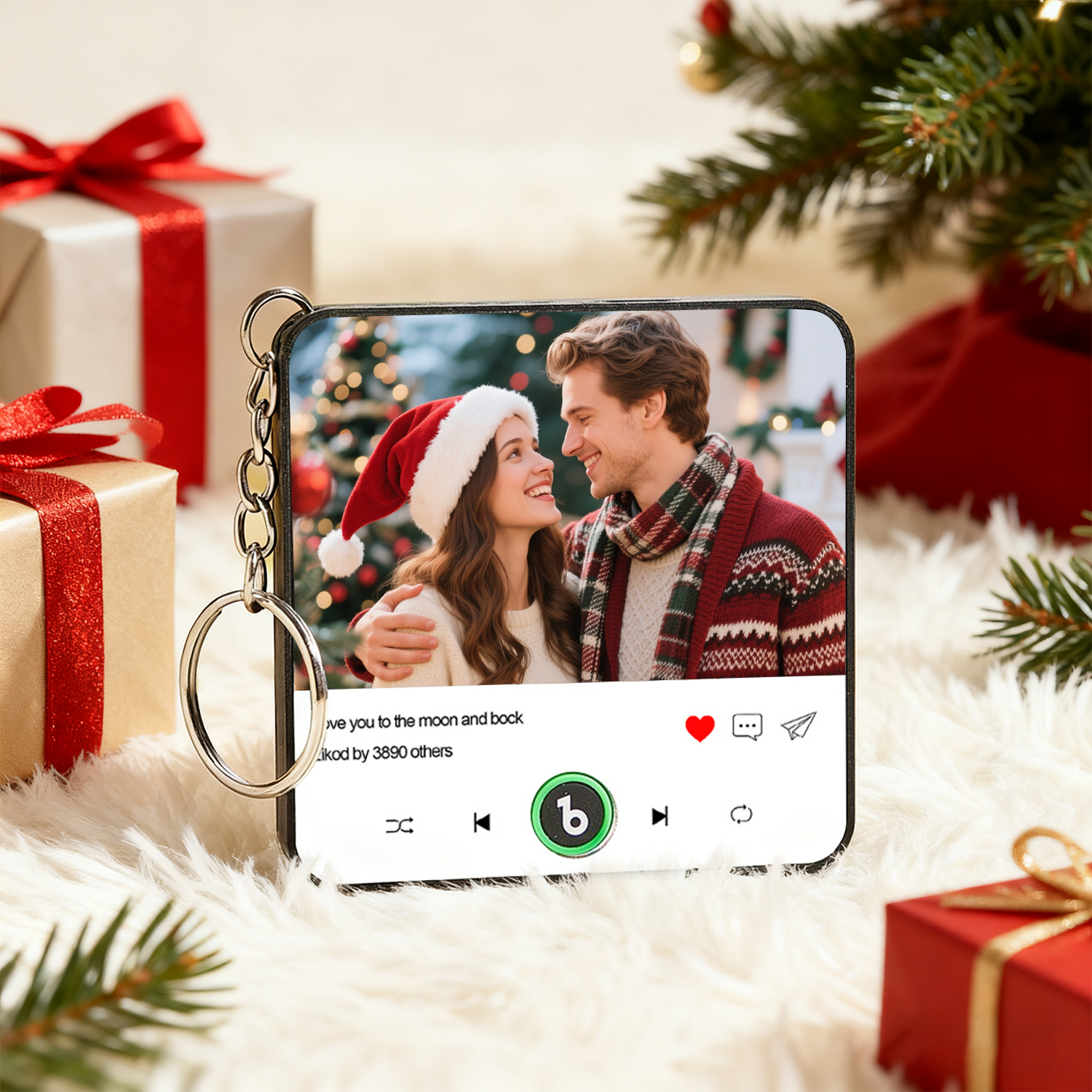 Custom Photo and Text Music KeyChain Music Box Bag Charm That Plays Music Without Cell Phone Best Gifts for Her