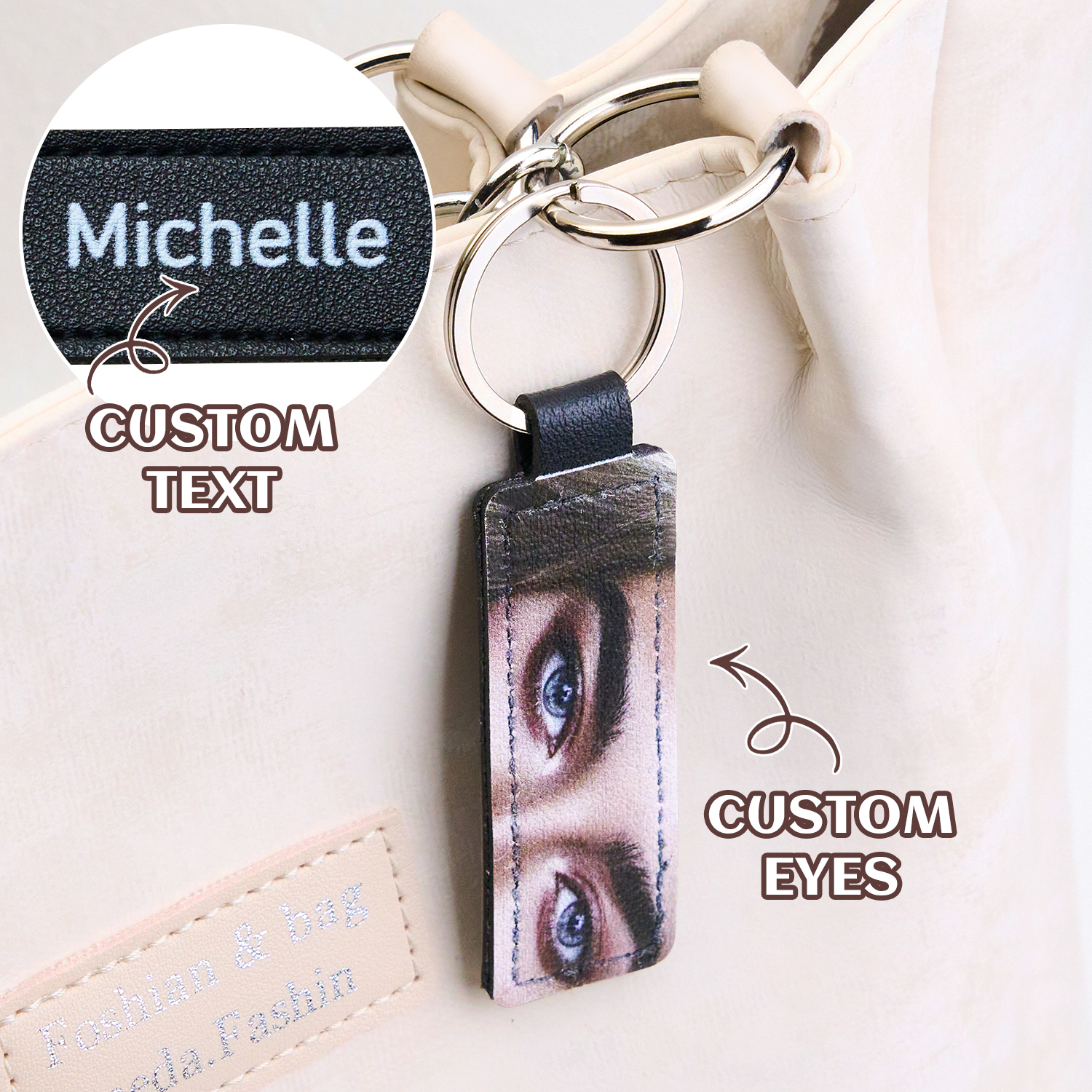 Colored Eyes Keychain Custom Keychain Leather Keychain Can Engraved - soufeelau
