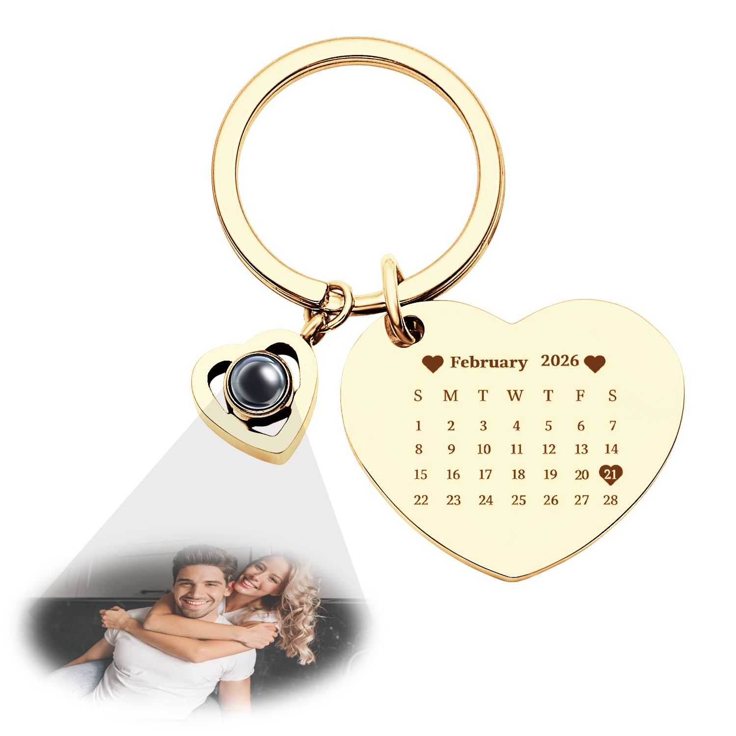 Custom Photo Calendar Keychain Heart Projection Keychain Christmas Gift - soufeelau