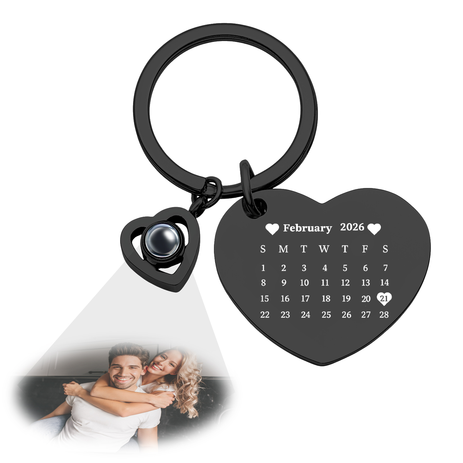 Custom Photo Calendar Keychain Heart Projection Keychain Christmas Gift - soufeelau