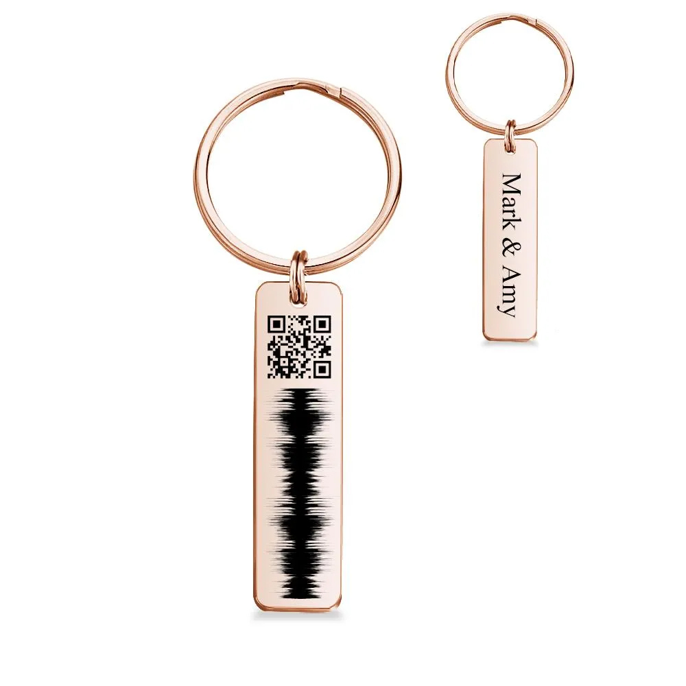 Custom Engraved QR code Keychain Scannable Code Sonic Audio Technology Gift Black-Christmas Gifts