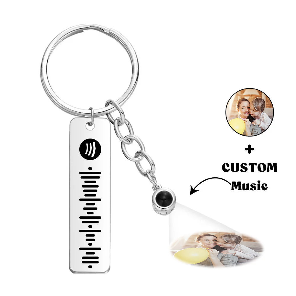 Custom Projection Spotify Code Keychain Metal Keychain Funny Keychain Mother's Day Gift For Mom - soufeelau