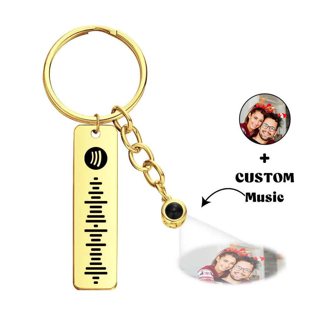 Custom Projection Spotify Code Keychain Metal Keychain Funny Keychain Christmas Gift for Her - soufeelau