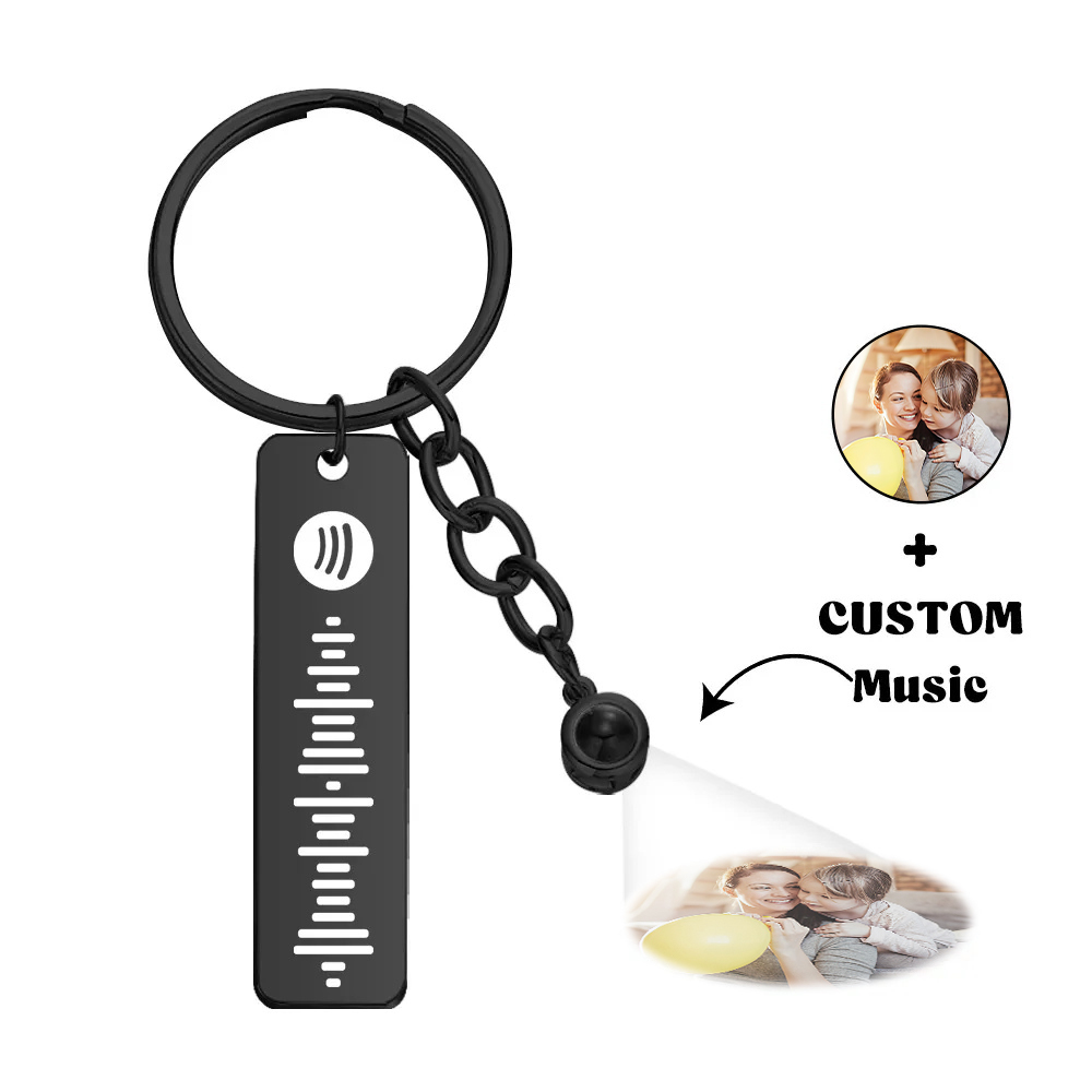 Custom Projection Spotify Code Keychain Metal Keychain Funny Keychain Mother's Day Gift For Mom - soufeelau