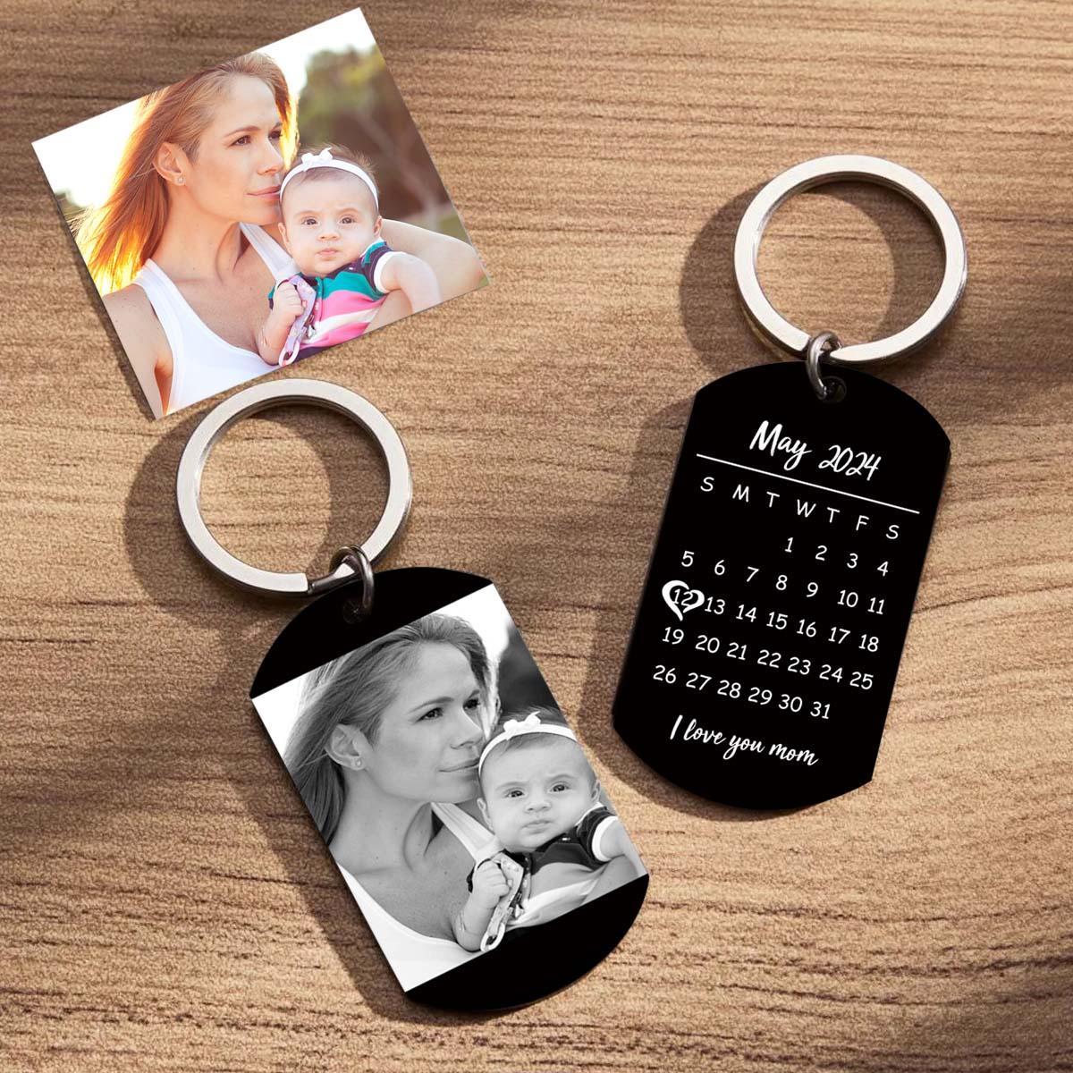 Custom Keychain Photo Calendar Keychain Tag Keychain Gift for Mother - soufeelau