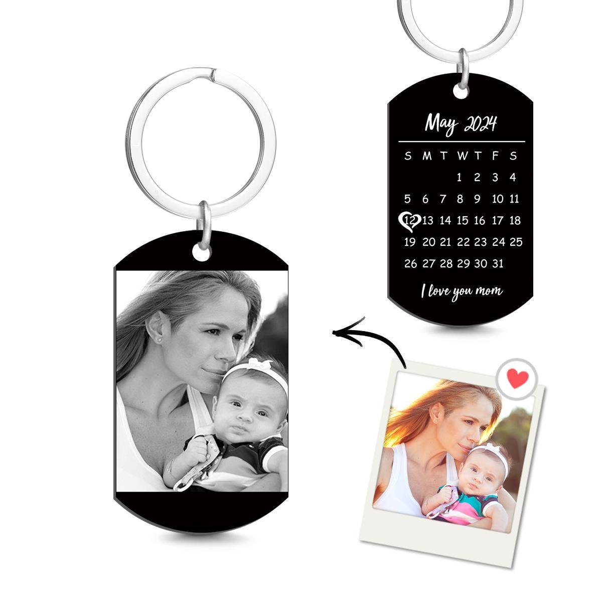 Custom Keychain Photo Calendar Keychain Tag Keychain Gift for Mother - soufeelau