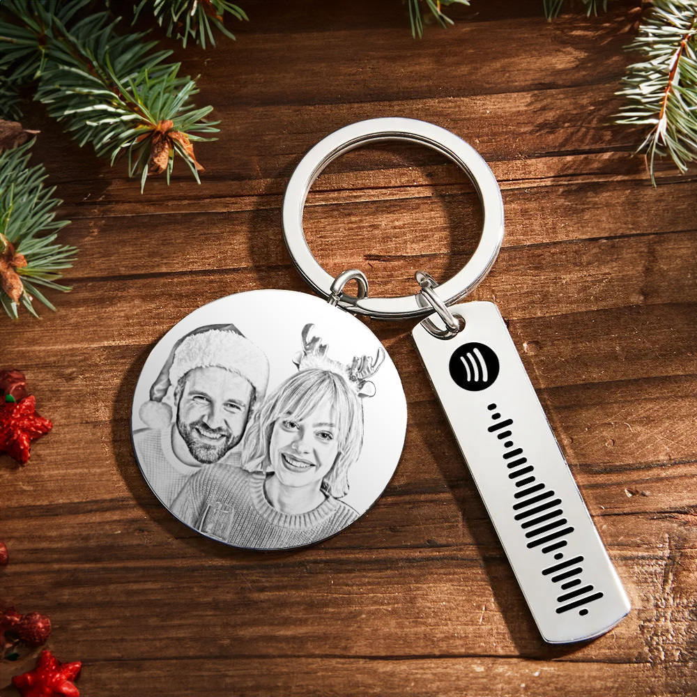 Custom Photo Calendar Spotify Keychain Personalized Stainless Steel Keychain Christmas Gift - soufeelau