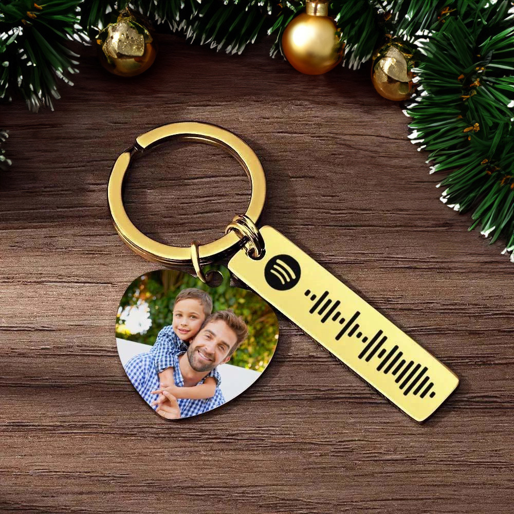 Personalized Spotify Keychain Custom Picture & Music Song Code Heart Couples Photo Keyring Gifts for Christmas - soufeelau