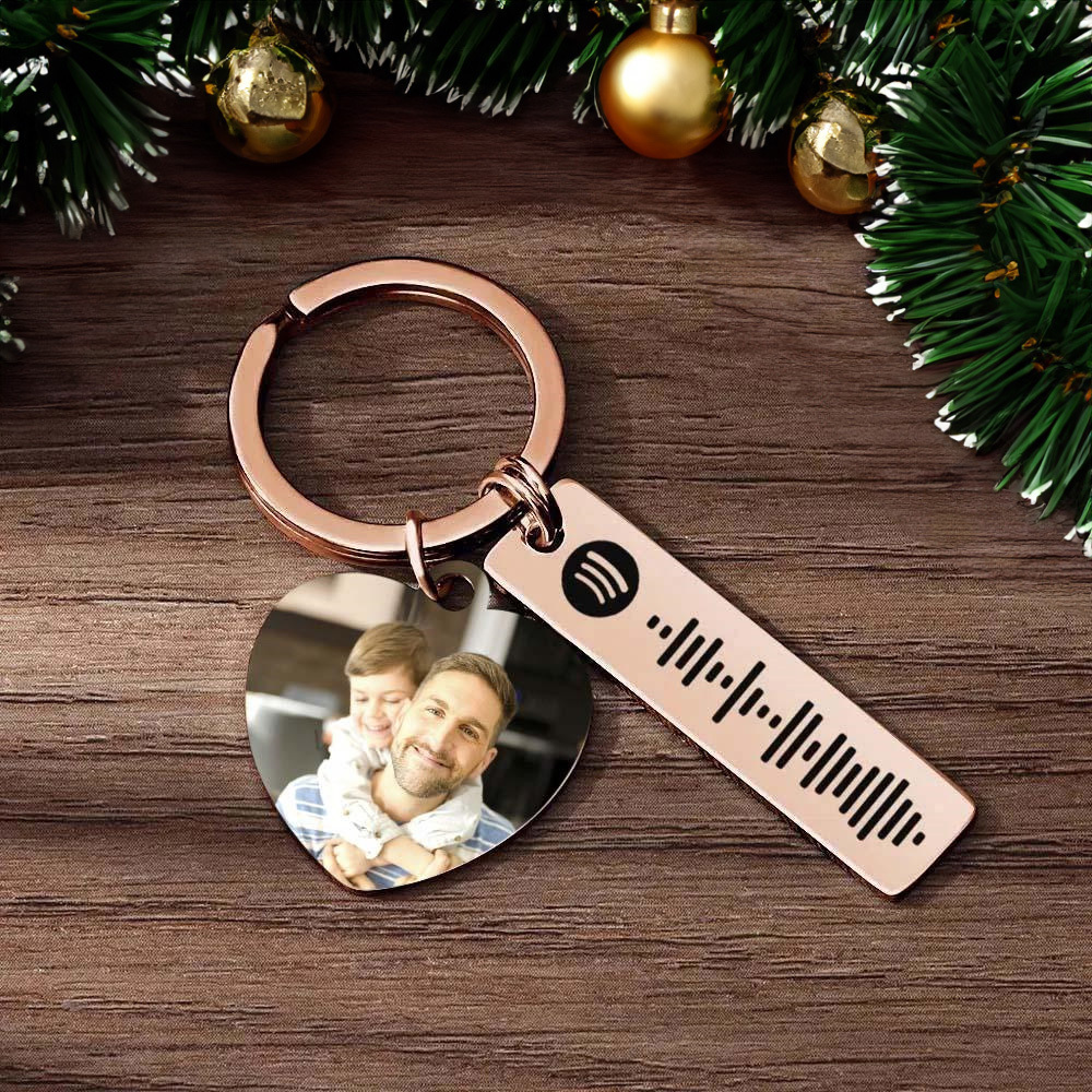 Personalized Spotify Keychain Custom Picture & Music Song Code Heart Couples Photo Keyring Gifts for Christmas - soufeelau