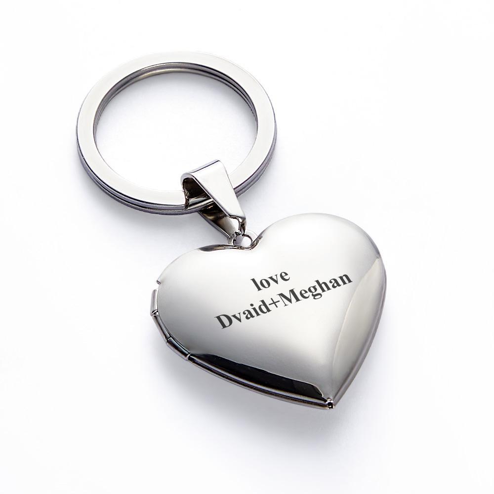 Personalized Peychain Heart Locket Photo Keychain Memorial Anniversary Gift for Her - soufeelau