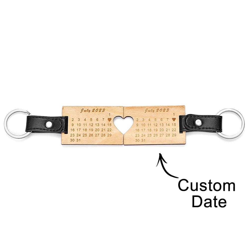 Date to Remember Keychain Pair Two Custom Engraved Keychains - soufeelau