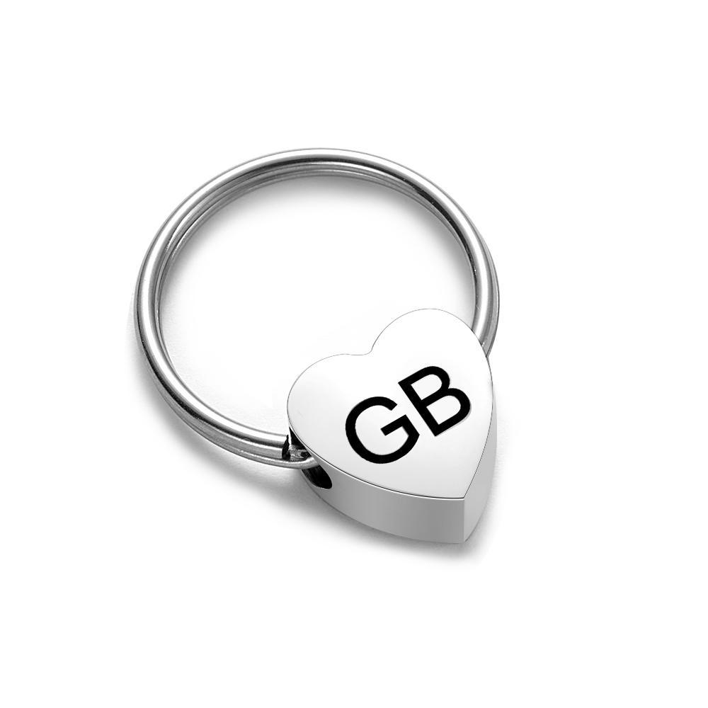 Small Heart Charm Couples Initials Keychain Couples Key Ring Heart Tag Personalized Girlfriend Boyfriend Husband Wife Best Friend - soufeelau
