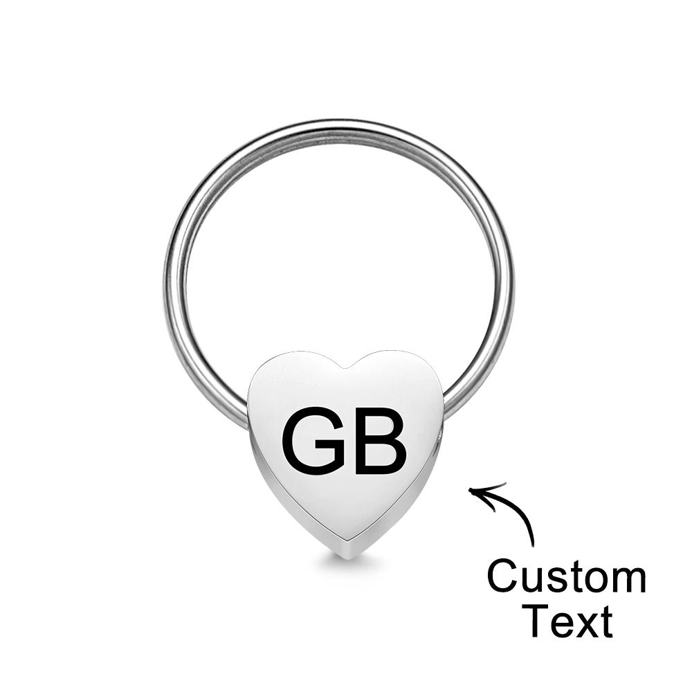 Small Heart Charm Couples Initials Keychain Couples Key Ring Heart Tag Personalized Girlfriend Boyfriend Husband Wife Best Friend - soufeelau