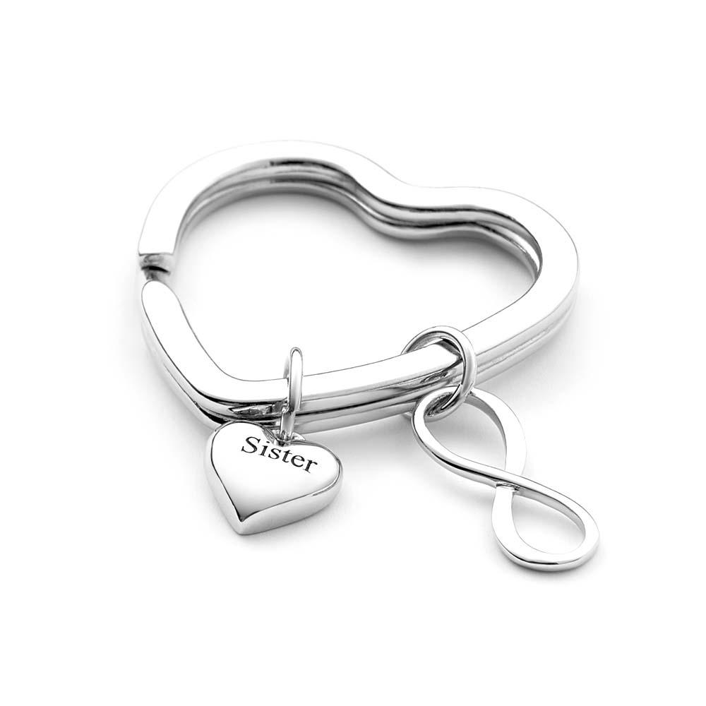 Personalized Infinity Heart Keychain Best Friends Gift BFF Keychain Valentine's Day Gift - soufeelau