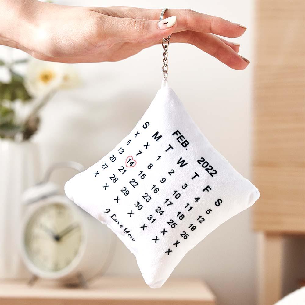 Mini Pillow Special Date Calendar Photo Custom Keychain Double Sided Personalized Pillow keychain Tiny Gift for Your Loved Ones - soufeelau