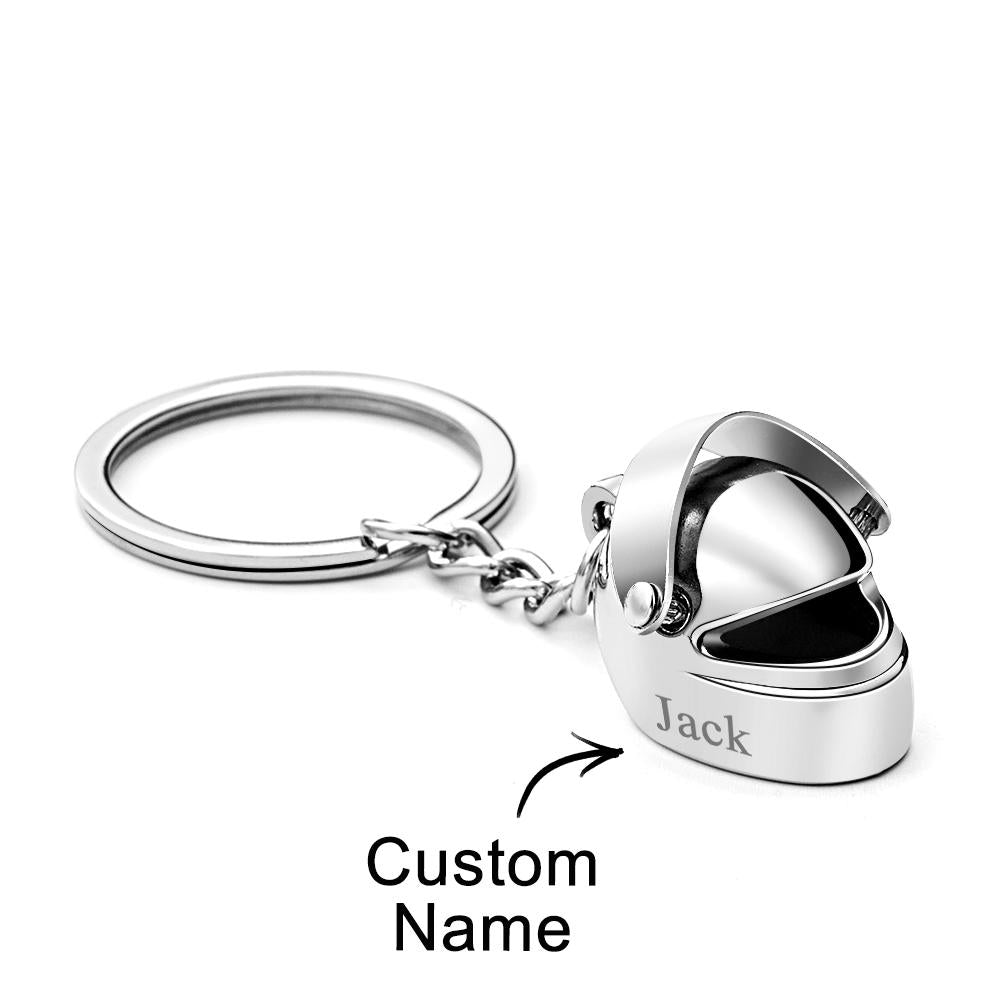 Personalized Name Monogram Motorcycle Helmet Keychain Birthday Father's Day Gift for Biker Motorcyclist Dad Boyfriend - soufeelau