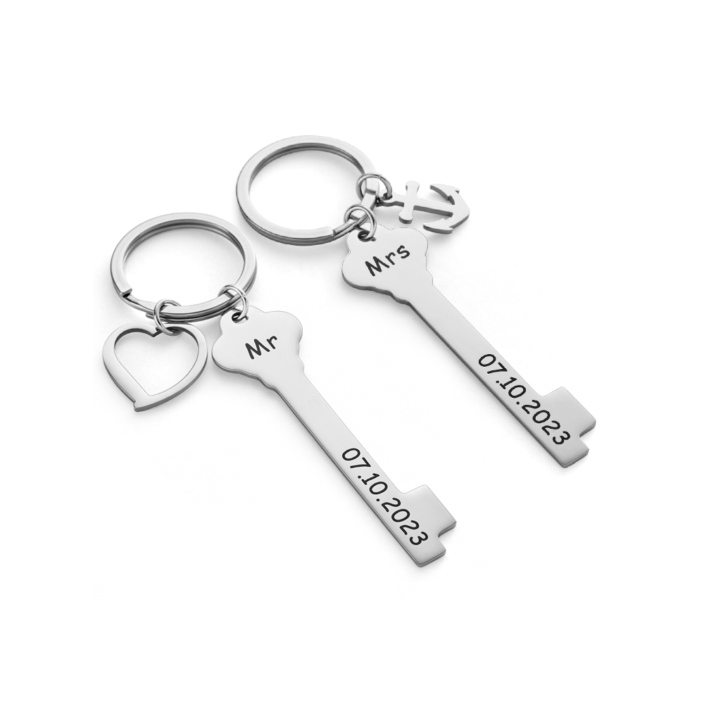 Custom Wedding Gift Key Chain Mr and Mrs Wedding Anniversary His and Hers Special Day Gift Ideas - soufeelau