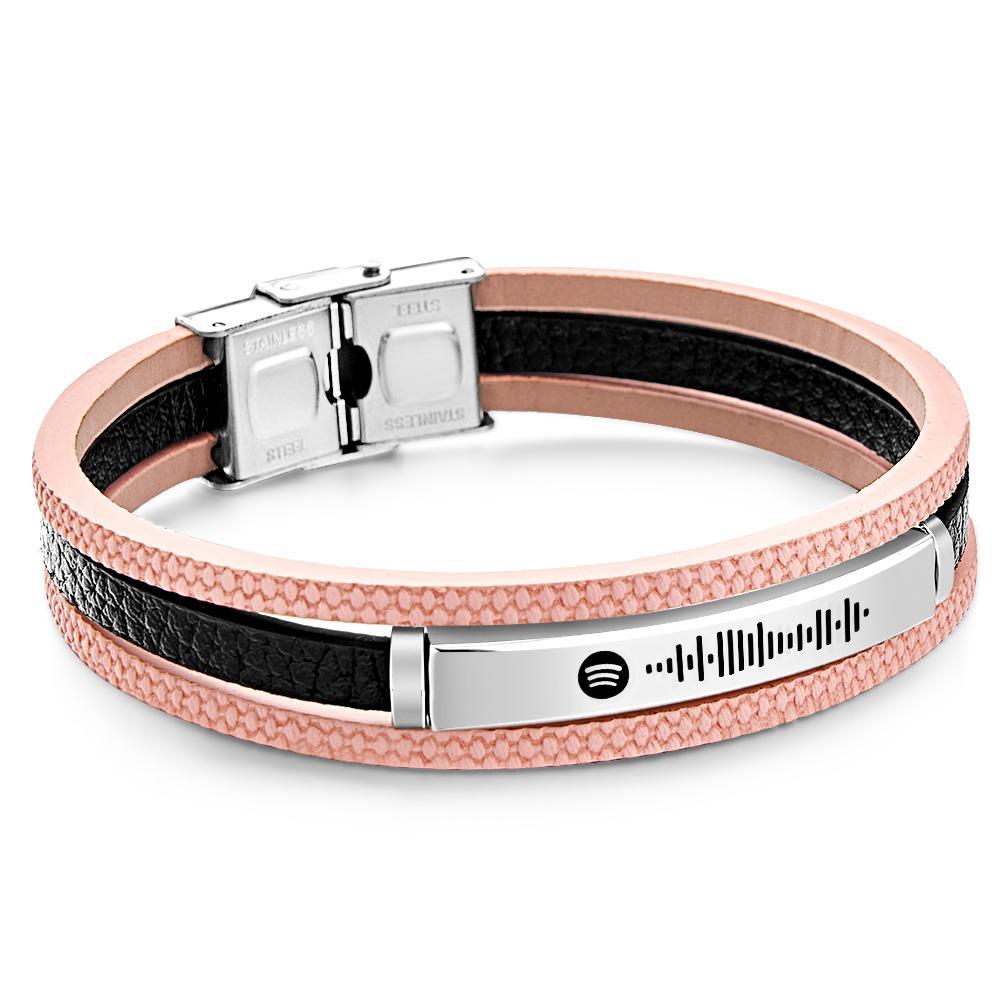 Custom Song Bracelet Mens Personalized Music Code Leather Bracelet Christmas Gift Birthday Gift for Men and Woman - soufeelau