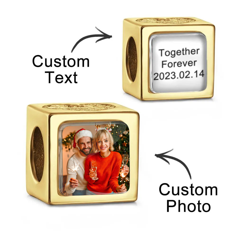 Custom Photo Engraved Charm Square Heart Diamond Romantic Gifts for Christmas - soufeelau
