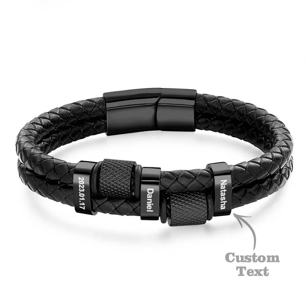 Stainless Steel Cross Men's Multilayer Leather Bracelet Stainless Steel Braided Leather Great Gift for Him - soufeelau