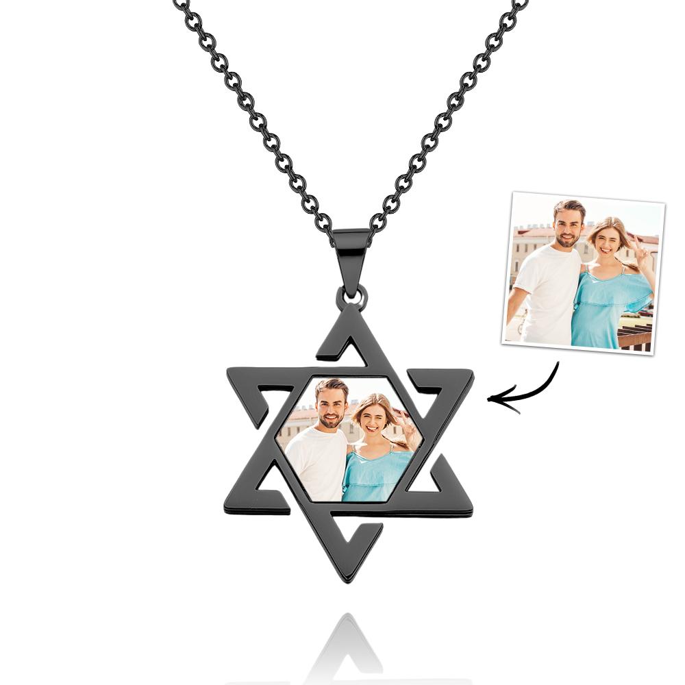 Star of David Necklaces for Women Men's Stainless Steel Jewelry Best Friend Gift Custom Necklace with Picture - soufeelau