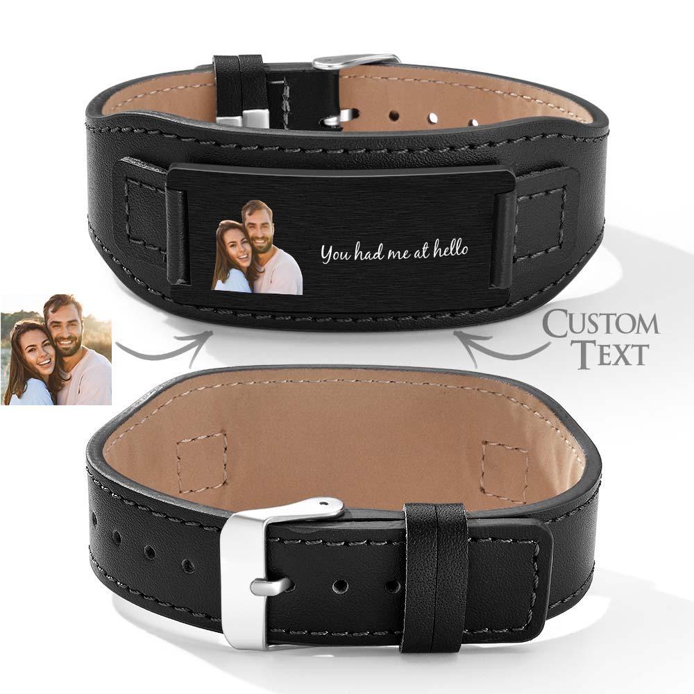 Custom Engraved Bracelet Simple Leather Gifts for Men - soufeelau