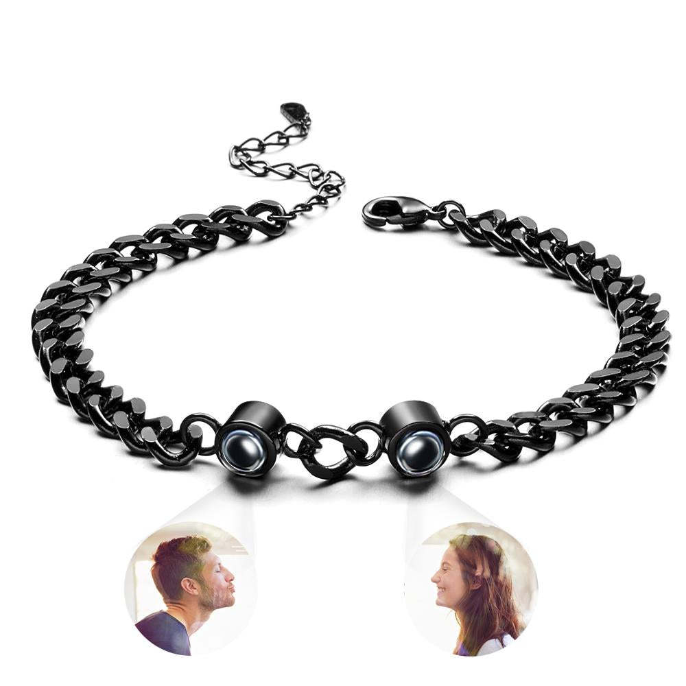 Custom Photo Projection Bracelet Personalized Double Bead Adjustable Bracelet Gifts For Couple